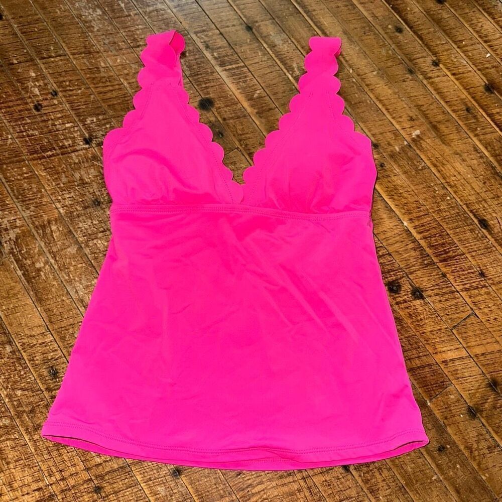 La Blanca Hot Pink Scalloped Modest Barbiecore Tankini Swim Top